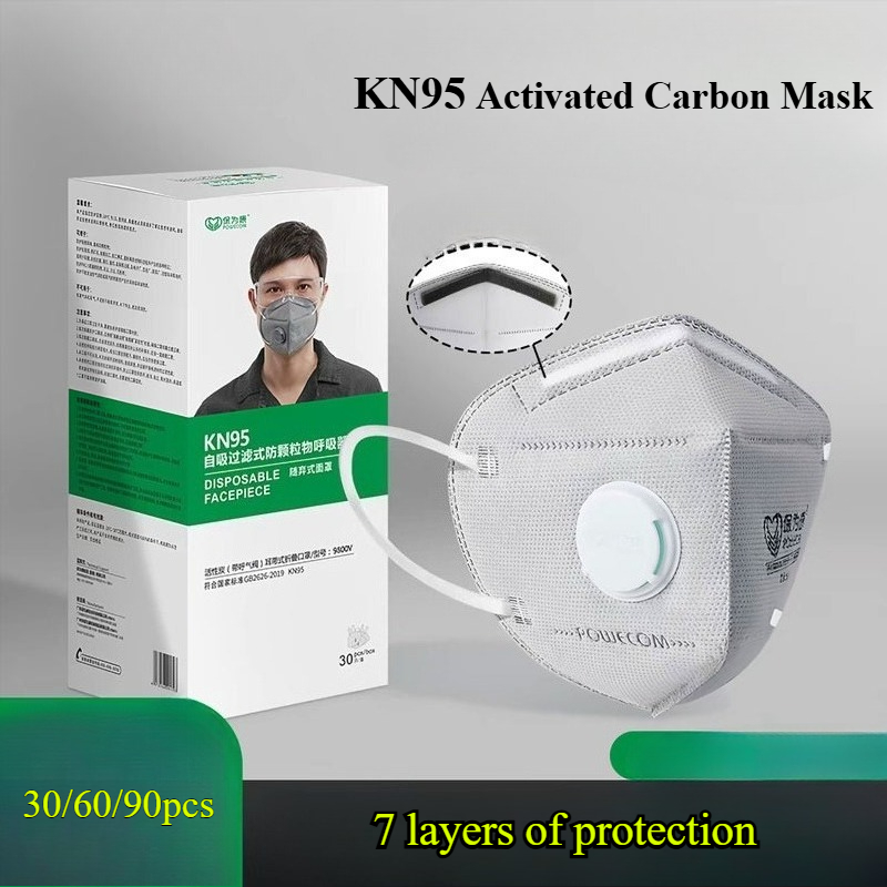 30/60/90pcs Activated Carbon V - огляд і ціна Kn95 Respirator Mask